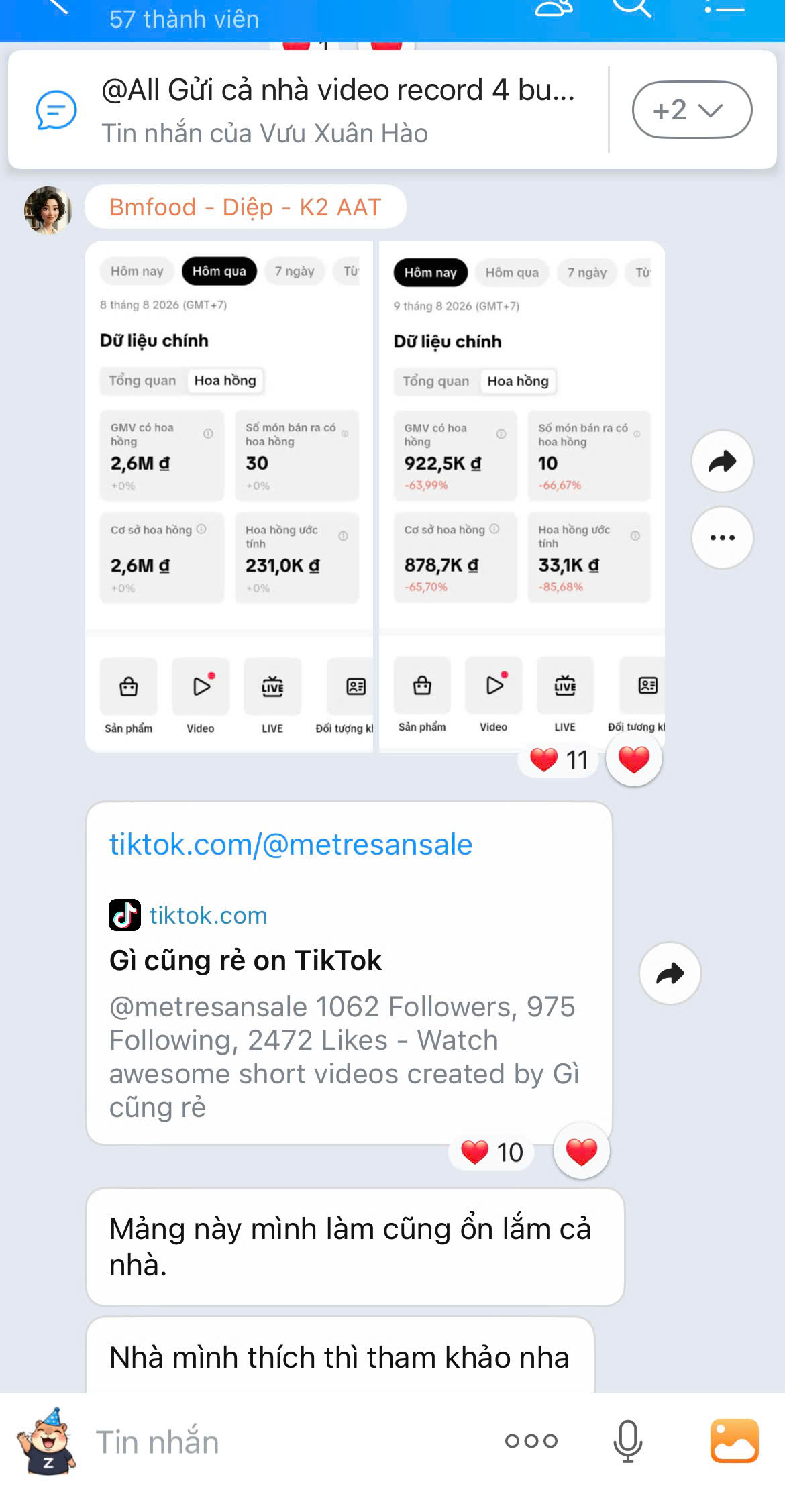 Doanh số TikTok học viên chạy nội dung A.I