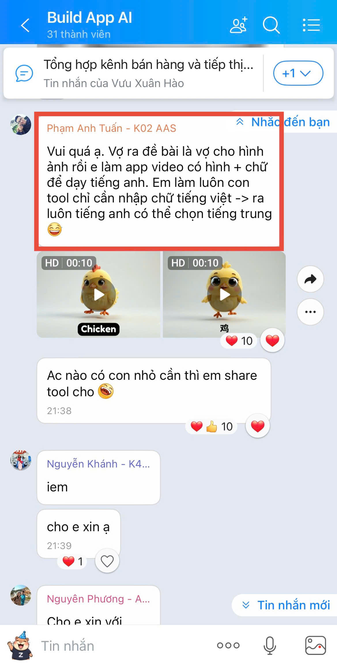 Học viên làm app dạy tiếng Anh cho con