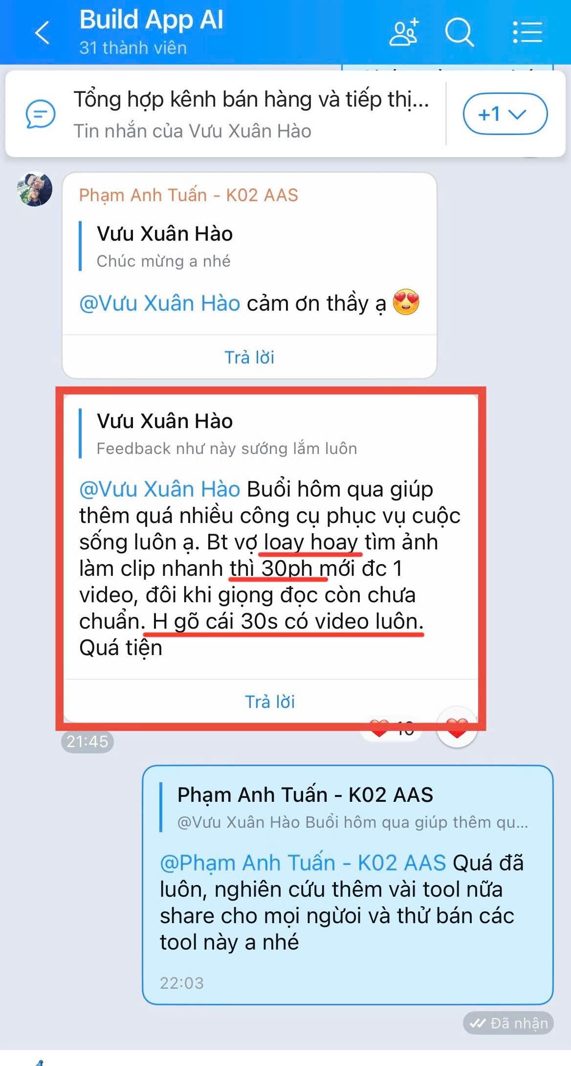 Học viên tiết kiệm thời gian làm video